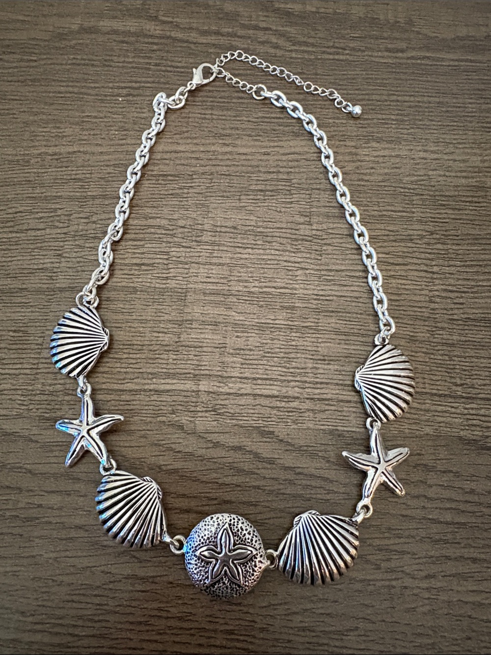Silver Seashell & Starfish Necklace - Women Jewelry